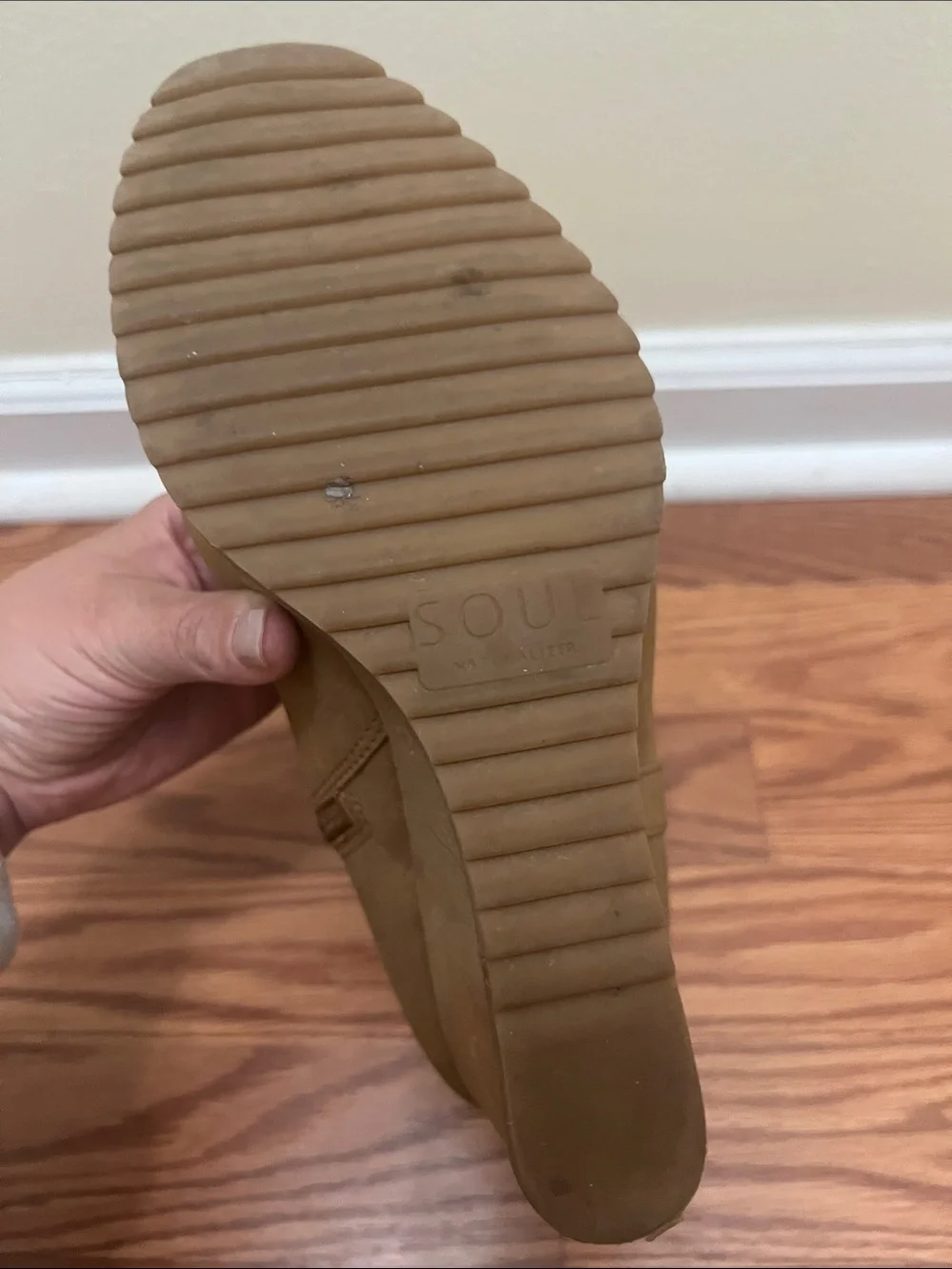 SOUL Naturalizer Tan Wedge Ankle Boots